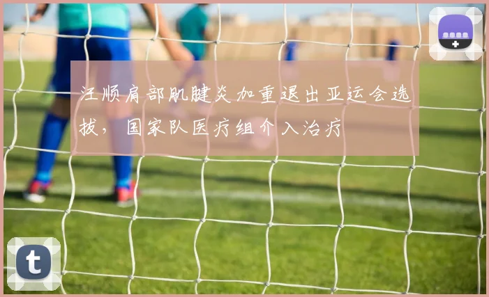 汪顺肩部肌腱炎加重退出亚运会选拔，国家队医疗组介入治疗